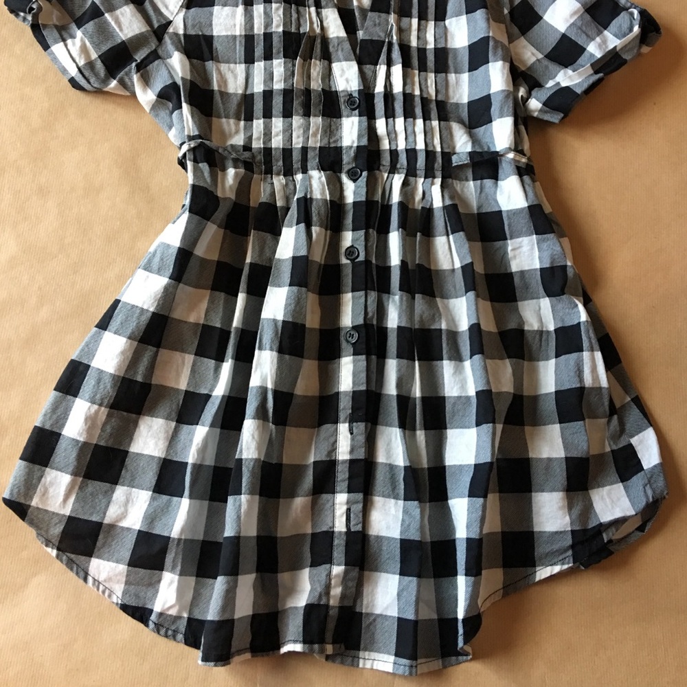 Black and White Plaid Tunic Short Sleeve Top - Picture 5 of 5